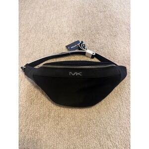 NWT Michael Kors Malone Fanny Pack Black Nylon MK Logo Strap Adjustable Vibes 🖤